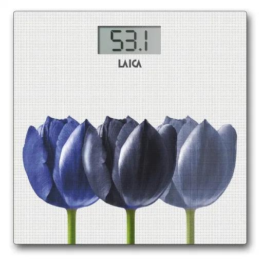 Imagen de Bascula de baño electronica laica ps1075w blanco flores azules 180kg